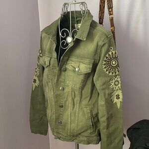 Olive Green Embroidered  Jacket